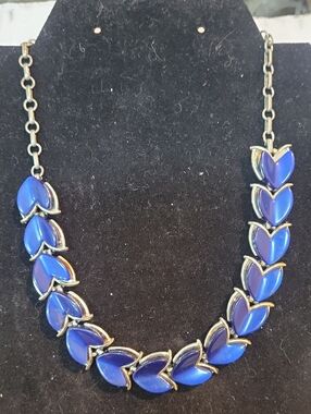 Blue Leaf-Link Statement Necklace - Women Jewelry